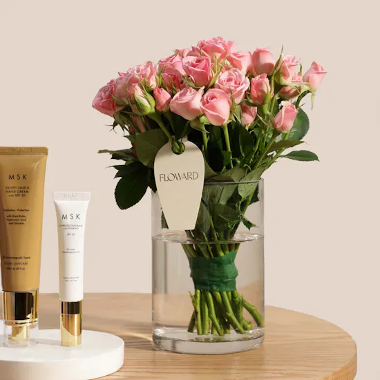 Waldorf Astoria Spa Skin Renewal Facial by Voya Gift Voucher | MSK Skincare Set and Flower Vase