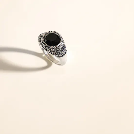 Floward Black King Elegance Silver Men’s Ring | Size 8