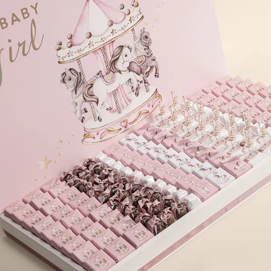 Le Chocolatier Dubai Personalized Baby Girl Carousel Chocolate Tray