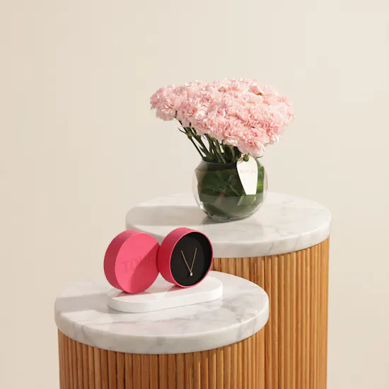 Tous Gold Plated Laboratory-Grown Diamond Necklace | Shiny Flowers Vase
