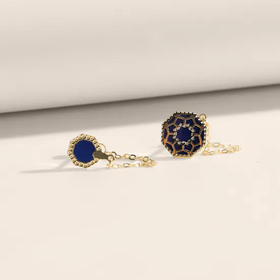 Damas Amelia Marrakesh Blue Mother of Pearl Mismatching Stud Earrings