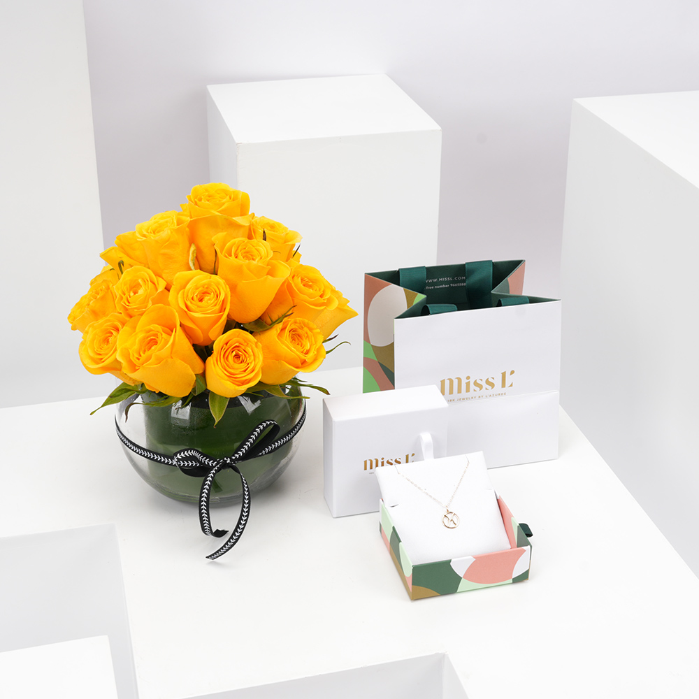 قلادة برج الحوت من مس ال من لازوردي | جوري أصفر