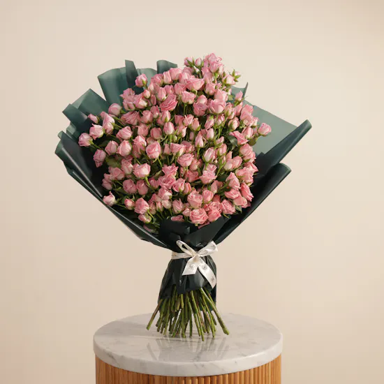 Heartfelt in Pink Baby Rose Bouquet | 50 Roses