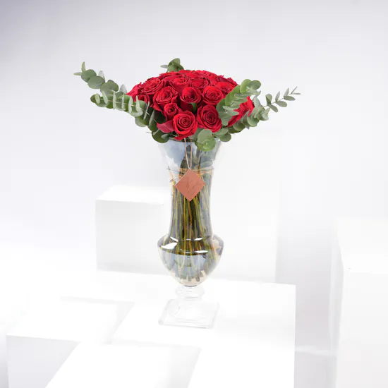 50 Red Roses Vase