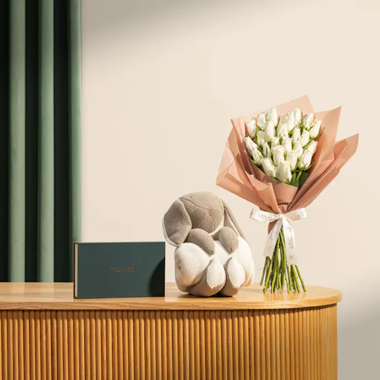 Hedeya Bunny Beige Baby Blanket | Floward Chocolate and Flowers