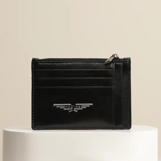 Police Black Leather Card Holder