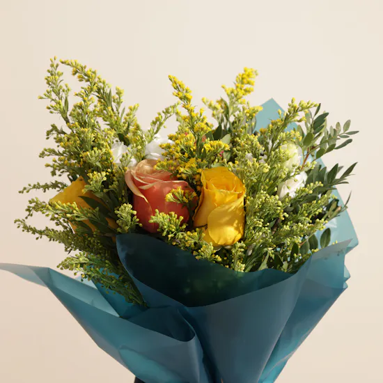 Bateel Chocolate Glass Tray | Joyful Flower Bouquet