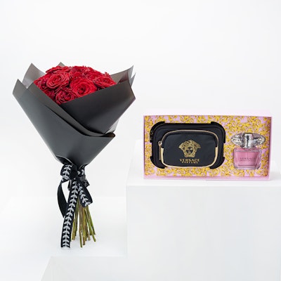 25 Red Roses & Versace Gift Set