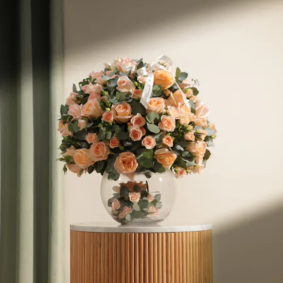 Enchanting Peach Flowers Vase