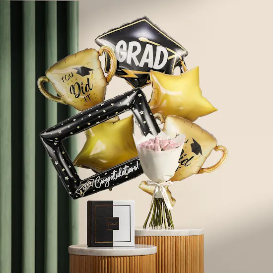 Passionelle Deluxe Chocolate Box | Roses and Graduation Balloons