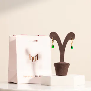 Hrh Mini Emerald Stone Gold Plated Earrings Hrh Mini Emerald Stone Gold Plated Earrings