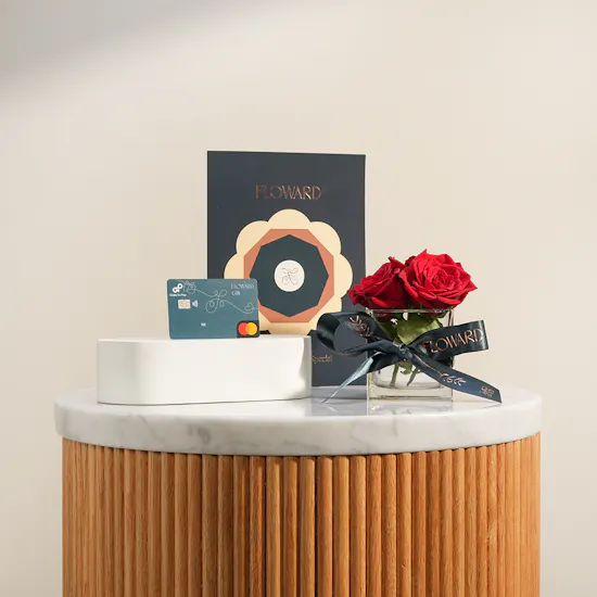Floward Card | Velvet Red Roses Vase