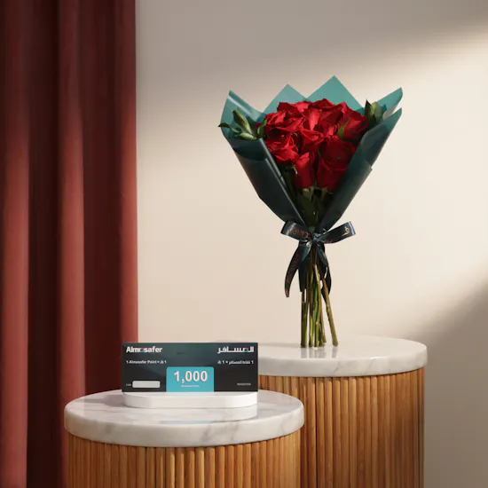 Almosafer 1000 Almosafer Points Gift Card | Red Rose Bouquet