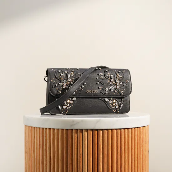 Guess Sadie Flap Black Shoulder Bag