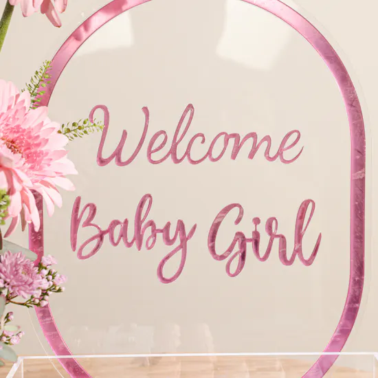Floward Welcome Baby Girl Chocolate Tray | Pink Festive Flowers