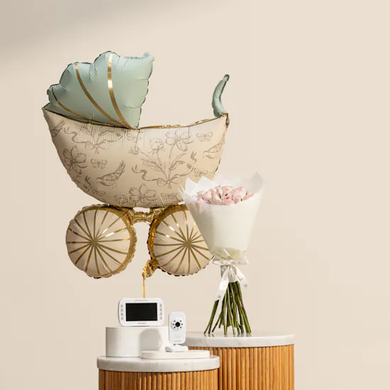 Hedeya Alcatel Baby Monitor | Baby Carriage Balloon and Flower