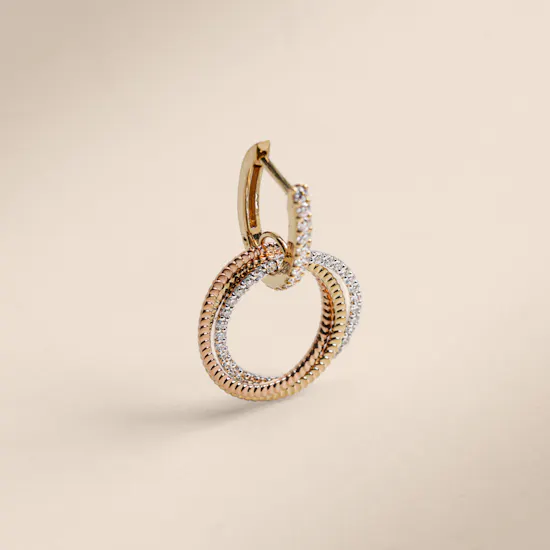 Damas Revolve Trio Gold Diamond Women's Earrings