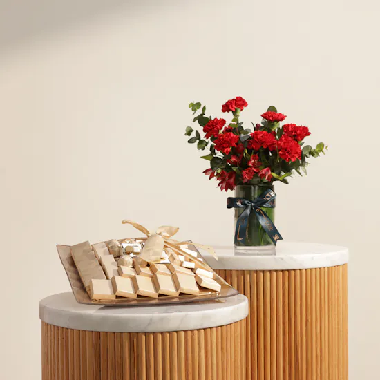 Patchi Gold Square Chocolate Tray | Glowing Flower Vase