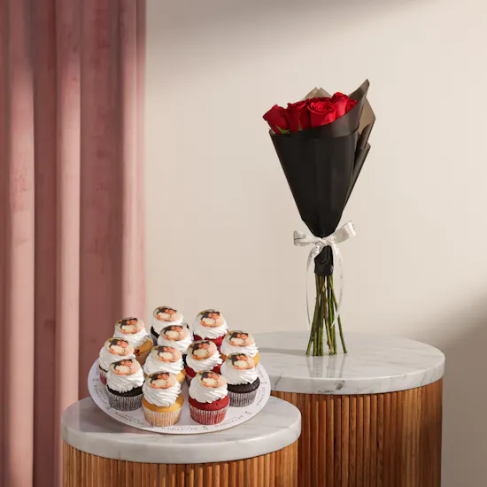December Cake Personalized Photo Cup Cake | Glam Roses