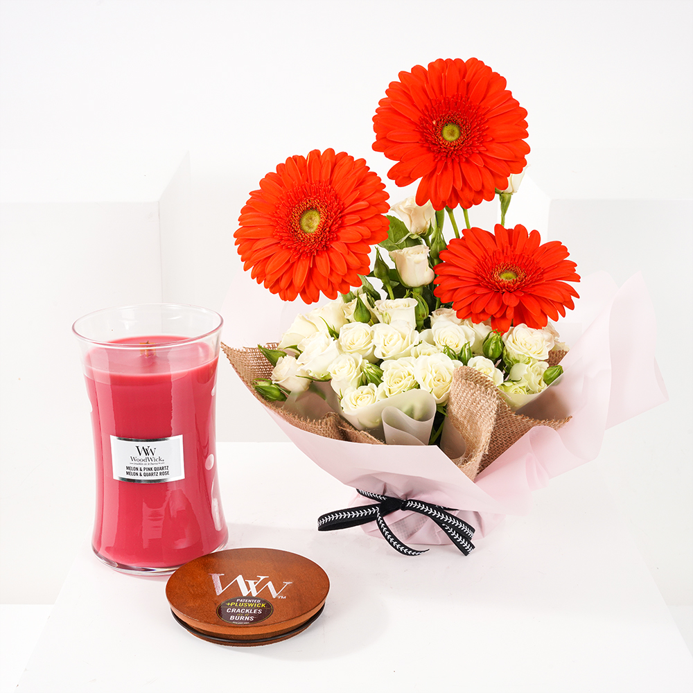 WoodWick Melon & Pink Quartz Large Jar Candle | Flowers