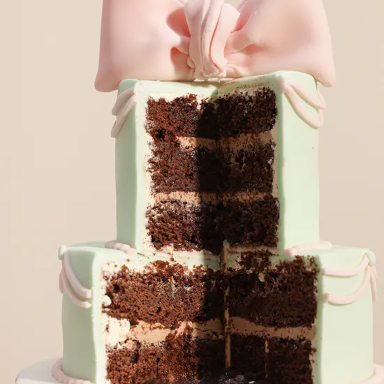 Madeleine Elegant Bow Congrats Cake | Precious Flowers Vase