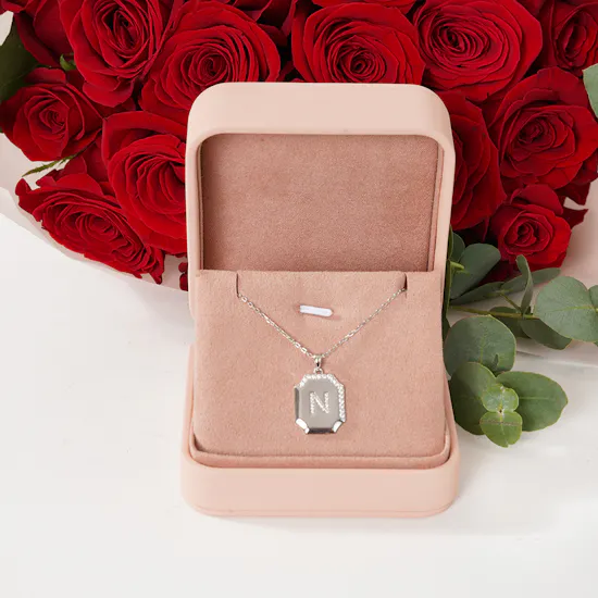 Floward Letter N Silver Necklace | Delight Roses