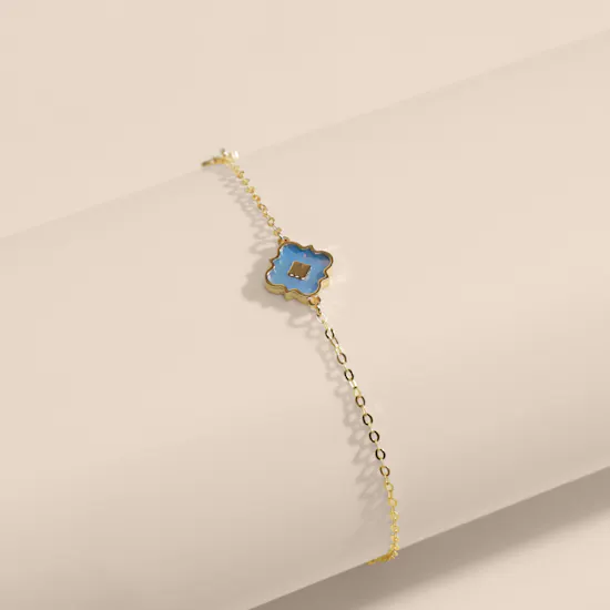 Damas Amelia London Blue Mother of Pearl Yellow Gold Bracelet
