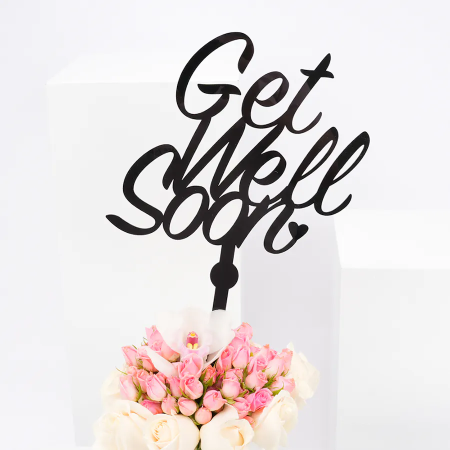 Hanoverian Pecan Chocolate with Get Well Soon Blooms Vase 3