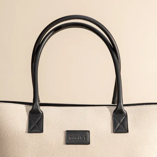 Minilet Black x Off-white Leather Canvas Bag for Women