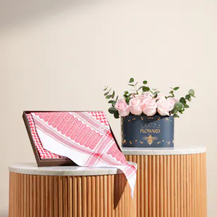 Alshal Brouk Shemagh Size 58 | Soft Roses Box
