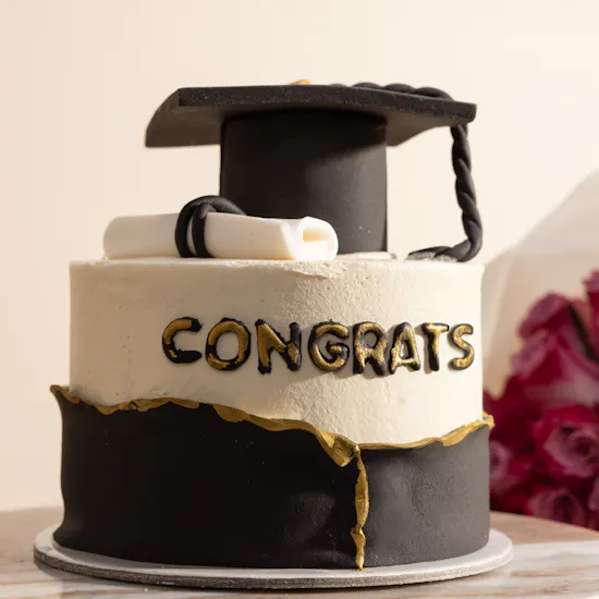 Nino’s Bakery Congrats on Graduation Cake | Charming Flowers Bouquet