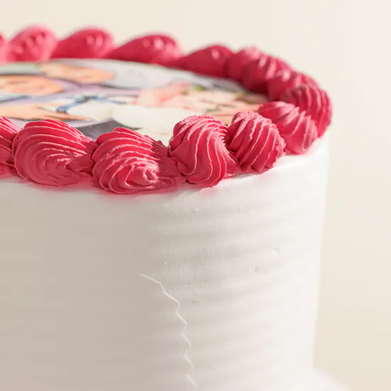 Floward Personalized Fuchsia and White Photo Cake