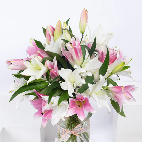 Pink & White Lilies Vase