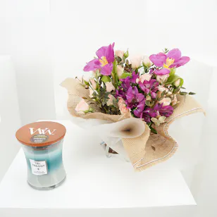 WoodWick Icy Woodland Medium Trilogy Candle | Purple Flowers WoodWick Icy Woodland Medium Trilogy Candle | Purple Flowers