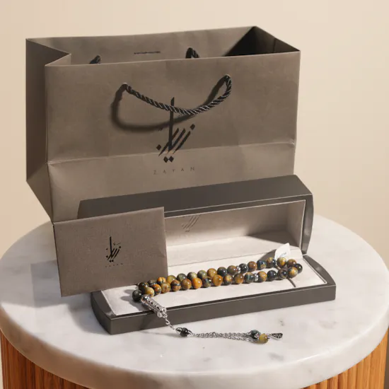 Zayan Tiger Eye Stone Rosary with Silver