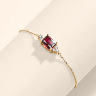  Siran Rose Gold Diamond Bracelet With A Red Stone