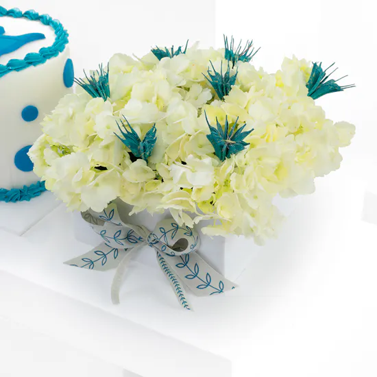 New Baby Boy Cake | Hydrangeas
