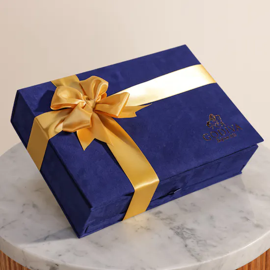 Godiva Large Luxury Velvet Navy Blue Chocolate Box