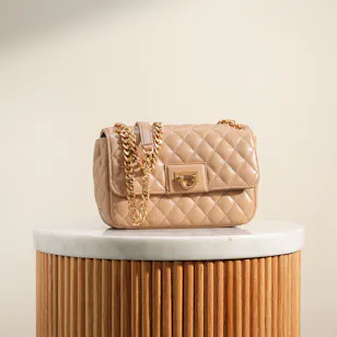 Dkny Taupe Finley Medium Flap Shoulder Bag