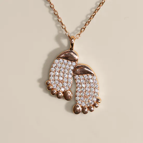Artsy Baby Feet Zircon Stone Necklace