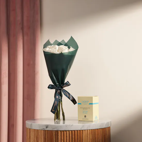 Abdul Samad Al Qurashi Blue Oud Scented Incense Stick | White Tune Flowers Bouquet