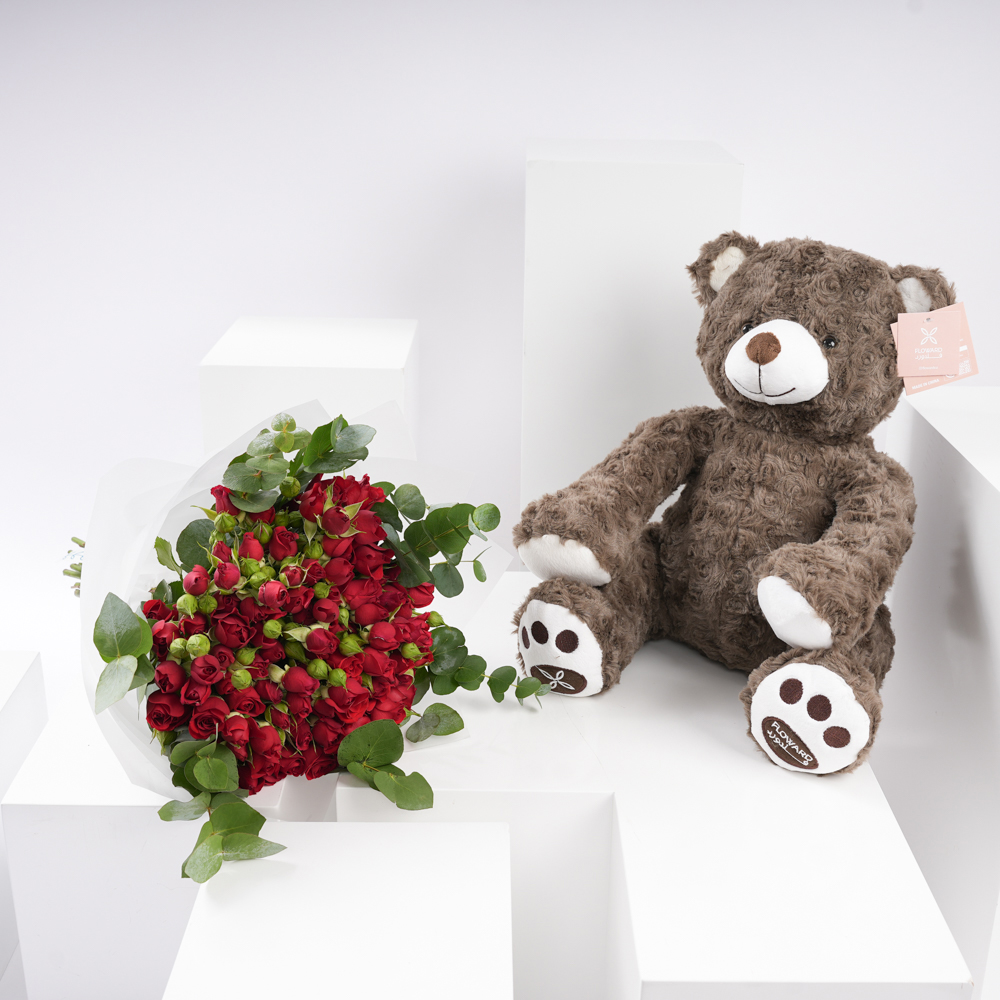 دميه دب بني | رحيق الورود