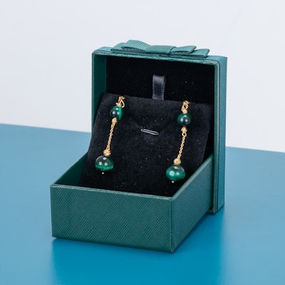 Nota Jewelry Green Tiger & Gold Earring