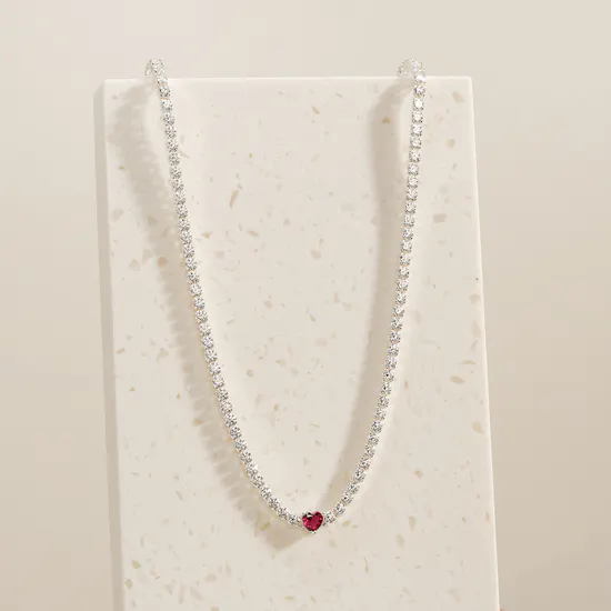 Pandora Red Heart Earrings and Necklace Set
