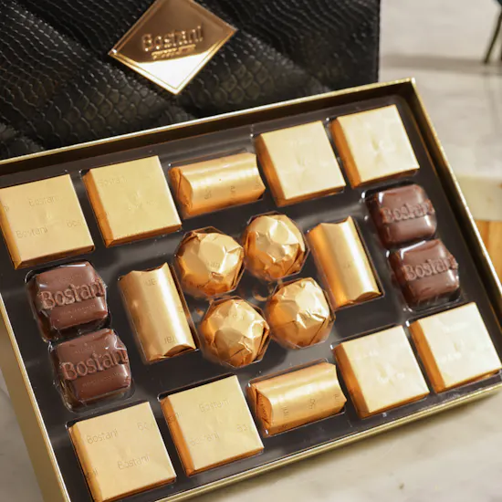 Bostani Signature Chocolate Box | Scarlet Elegance Flowers Bouquet