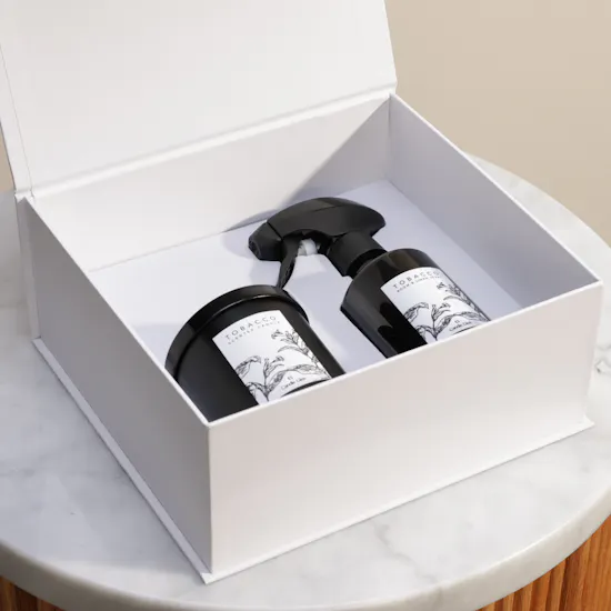 Candle Glee Gift Box Tobacco Scent | Room & Linen Spray | Scented Candle