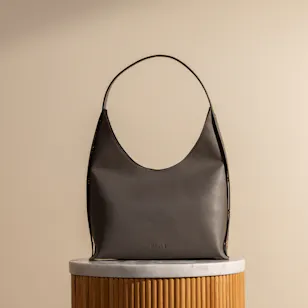 Minilet Dark Grey Leather Bag With Eyelets Minilet Dark Grey Leather Bag With Eyelets