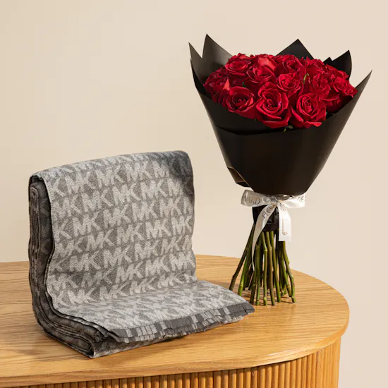 Michael Kors Grey Poncho | Red Majesty Flowers