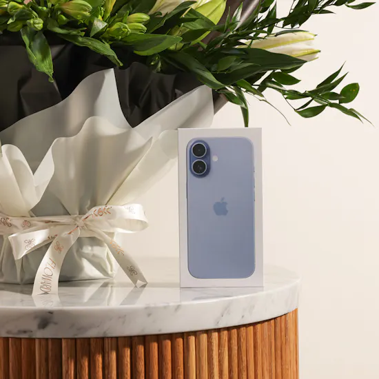 Apple iPhone 17 Mist Blue 256GB | White Flower Bouquet
