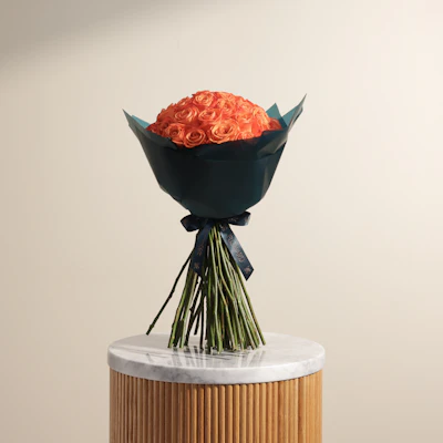 Elegant Orange Roses Bouquet | 50 Roses Elegant Orange Roses Bouquet | 50 Roses